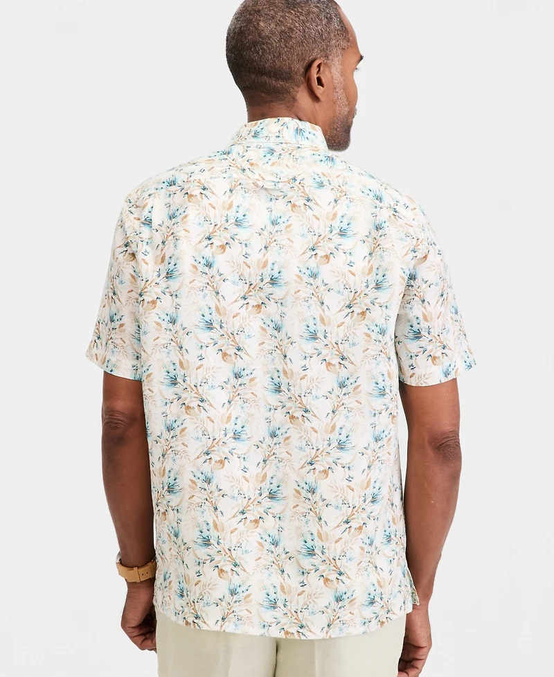 Club Room Men's Floral Linen Short-Sleeve Shirt, Macy's Exclusive - Oleo Print