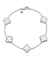 Devata Contour-lined Clover Bracelet Rhodium Plated Sterling Silver