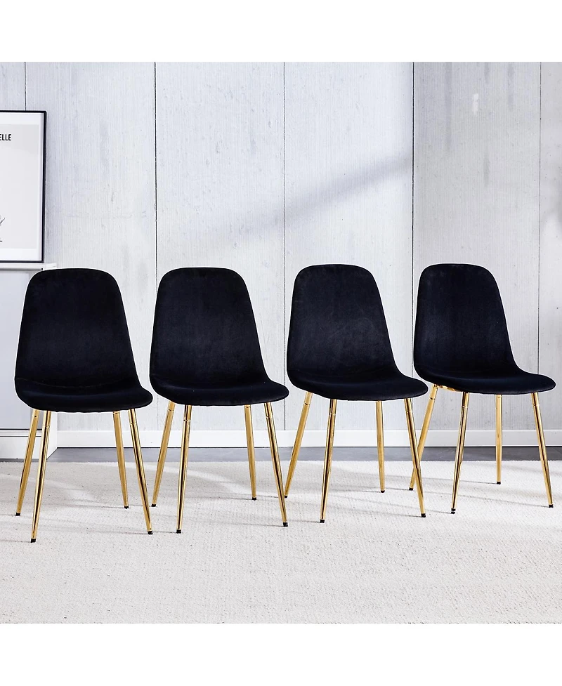 Streamdale Furniture Modern Velvet Dining Chairs with Golden Legs (Set of 6)