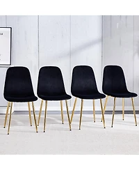Streamdale Furniture Modern Velvet Dining Chairs with Golden Legs (Set of 6)