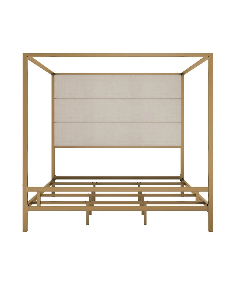 Streamdale Furniture Modern Velvet Upholstered Canopy Bed Frame