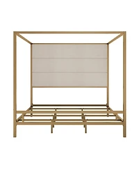 Streamdale Furniture Modern Velvet Upholstered Canopy Bed Frame