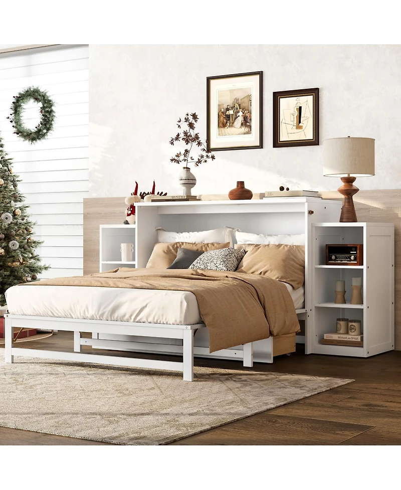 Streamdale Furniture Full-size Murphy bed with storage drawers and shelves