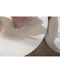 Streamdale Furniture Set of 2 White Round Coffee Tables with Hidden Storage (26.77"/19.69)