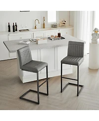 Streamdale Furniture Faux Leather Bar Stool - Padded Seat, Metal Frame - Kitchen Island Seating