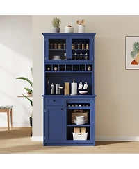 Streamdale Farmhouse Buffet with Hutch, Kitchen Pantry Storage Cabinet
