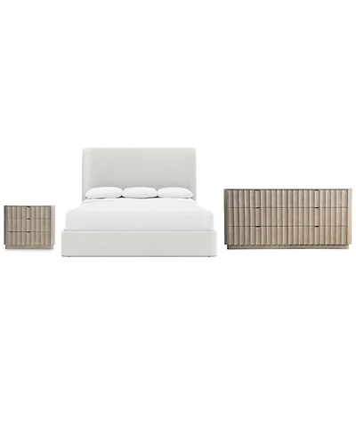 Bernhardt 3-Pc. Wood Loggia Bedroom Set King Bed, Dresser and Accent Nightstand