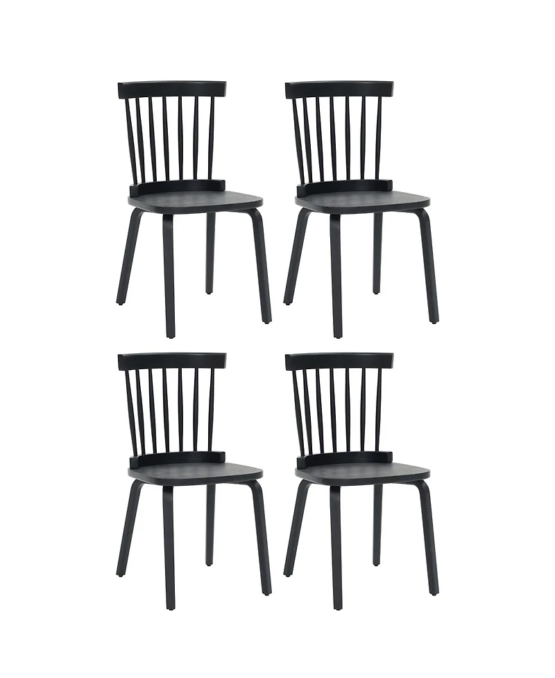 Streamdale Windsor Dining Chairs Set of 4, Wood Farmhouse Spindle Back, Black