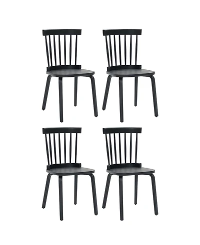 Streamdale Windsor Dining Chairs Set of 4, Wood Farmhouse Spindle Back, Black