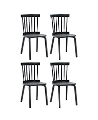 Streamdale Windsor Dining Chairs Set of 4, Wood Farmhouse Spindle Back, Black