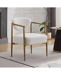Streamdale Furniture White Teddy Velvet Dining Chair (2 Sets) - Wood Grain Visual