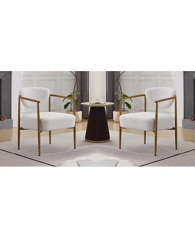 Streamdale Furniture White Teddy Velvet Dining Chair (2 Sets) - Wood Grain Visual