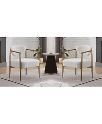 Streamdale Furniture White Teddy Velvet Dining Chair (2 Sets) - Wood Grain Visual