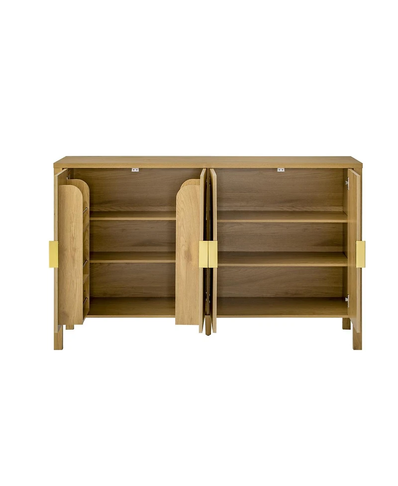 Streamdale Furniture Modern 57.5" Stripe 4-Door Storage Cabinet with Racks & Hooks
