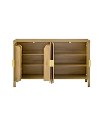 Streamdale Furniture Modern 57.5" Stripe 4-Door Storage Cabinet with Racks & Hooks