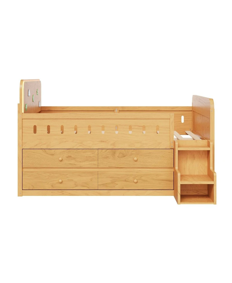 Streamdale Furniture Wooden Full Size Bed with Led Light, Storage Drawers