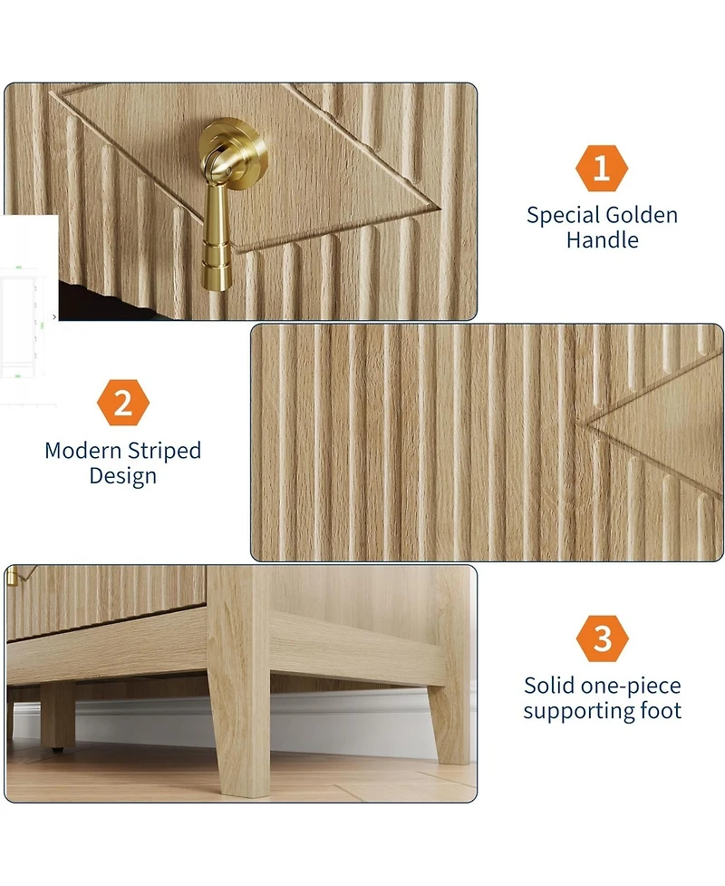 gaomon 43" Tall Fluted Dresser, 5 Drawer Modern Wood Storage Chest for Living Room or Entryway