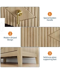 gaomon 43" Tall Fluted Dresser, 5 Drawer Modern Wood Storage Chest for Living Room or Entryway