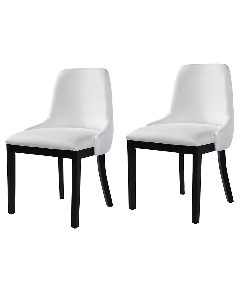 Streamdale Furniture Wooden Dining Chairs Set of 2, Black Linen Upholstered Farmhouse Style Chairs