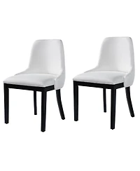Streamdale Furniture Wooden Dining Chairs Set of 2, Black Linen Upholstered Farmhouse Style Chairs