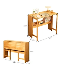 Streamdale Furniture Bamboo Folding Desk, Space-Saving Computer Desk for Small Spaces, Foldable Study Table