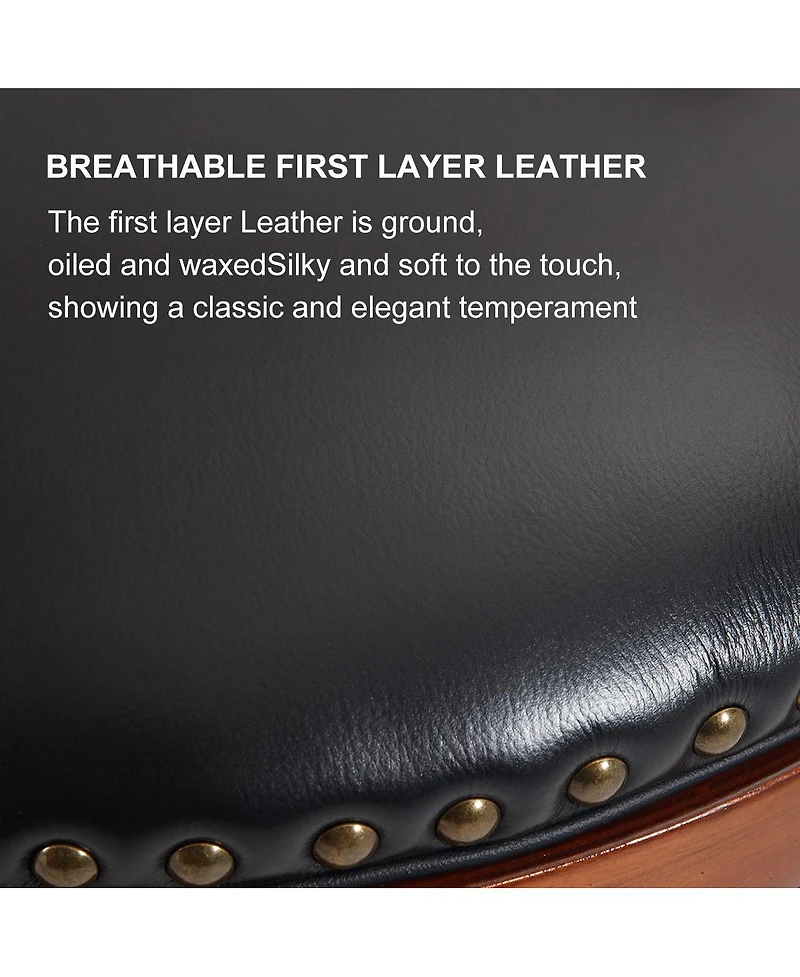 Streamdale Furniture Cow top Leather Wooden Bar Stools, 360 Swivel Bar Chair with Backs