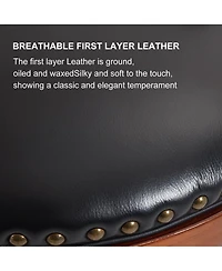 Streamdale Furniture Cow top Leather Wooden Bar Stools, 360 Swivel Bar Chair with Backs