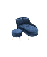 Streamdale Furniture Streamdale 58" Indoor Chenille Chair with Left Armrest & Lumbar Pillow, Footstool Included