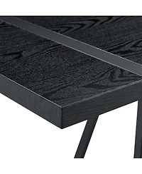 Streamdale Furniture Streamdale Minimalist 55" Retro Rectangular Dining Table with Black Textured Top & Metal Legs