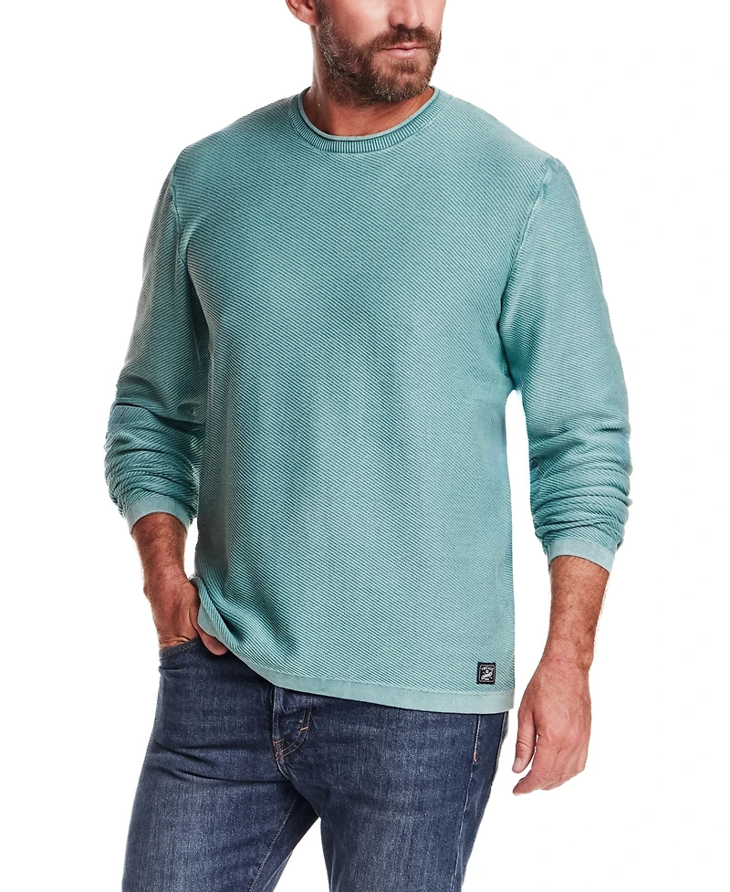 Weatherproof Vintage Men's Long Sleeve Crewneck Twill Stonewash Sweater