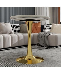 Streamdale Furniture Streamdale Gold 27.6" Mid-Century Modern Dining Table with White Marble Top