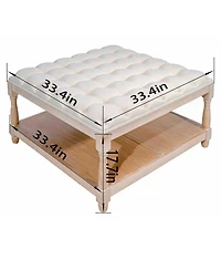 Streamdale Furniture Streamdale Large 33-inch Tufted Linen Storage Ottoman Coffee Table