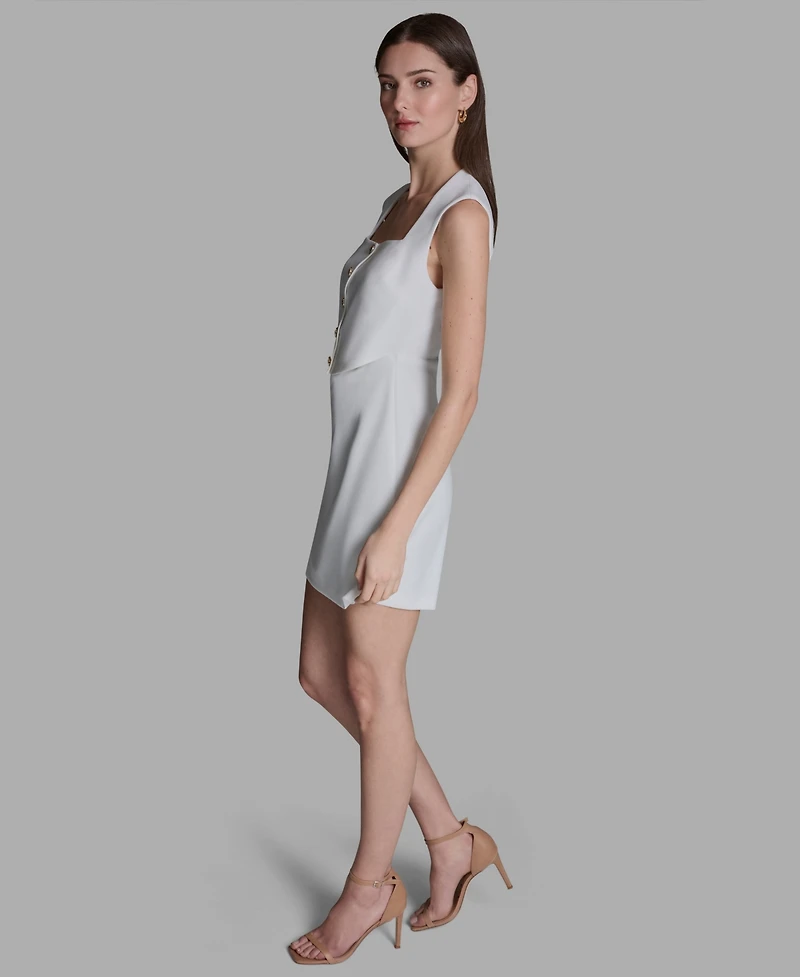 Bcbg Women's Crepe Square Neck Button Front Two-Piece Dress