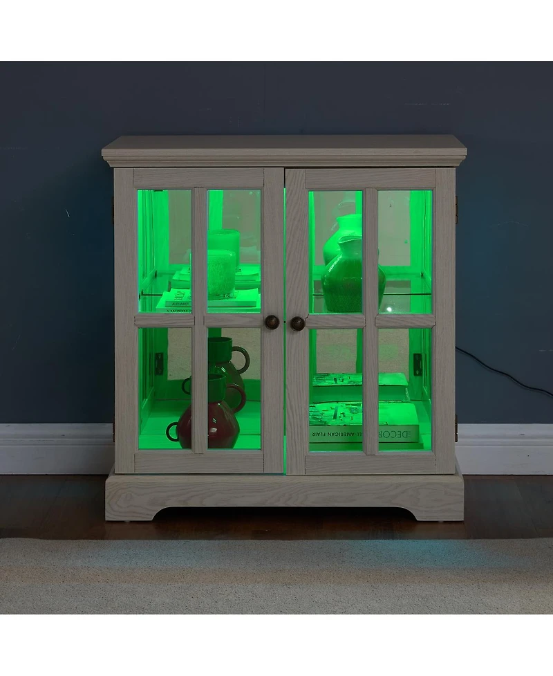 Streamdale Led Curio Display Cabinet with Adjustable Shelves and Lattice Doors