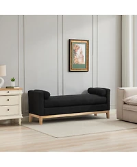 Streamdale Furniture Elegant Upholstered Bench, Daybed, Ottoman with Wood Legs & Bolster Pillows