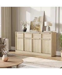 gaomon 62.4" Sideboard Buffet Cabinet with 4 Drawers, Large Modern Coffee Bar Storage Cabinet, Beige