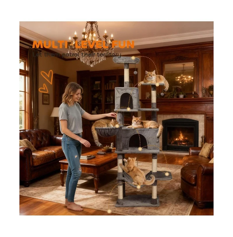 Zeus & Ruta 80" Tall Multi-Level Cat Tree Tower