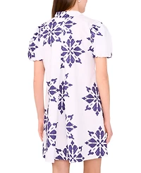 Msk Petite Collared Neck Short-Sleeve Shift Dress