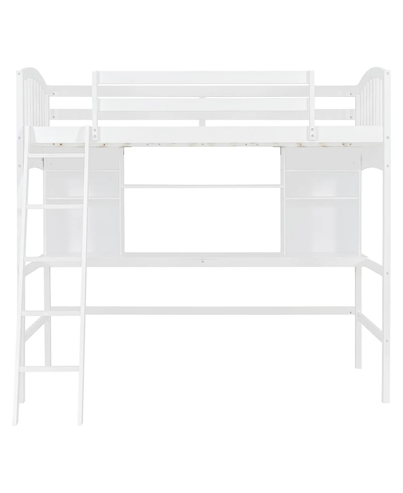 Streamdale Furniture Twin size Loft Bed with Storage Shelves, Desk and Ladder