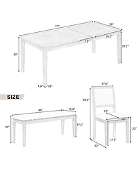Streamdale Furniture Vintage Extendable Dining Table Set for 6