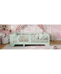 Streamdale Furniture Full Montessori Floor Bed with Fence and Door
