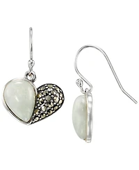 Macy's Marcasite (0.32 ct. t.w.) and Jade (4 ct. t.w.) Dangle Earrings in Sterling Silver