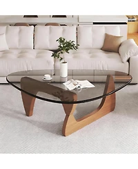 Streamdale Furniture Modern Glass Coffee Table, 35.8" x 25.6" x 15.7", Walnut