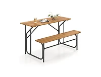 Slickblue Acacia Wood Patio Picnic Table Bench for 2 People