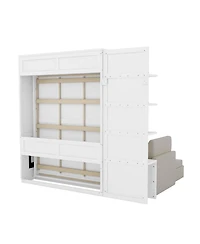 Streamdale Furniture Queen Size Murphy Bed Wall Bed with Sofa and Shelves