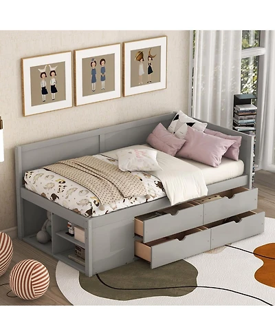Streamdale Furniture Twin Daybed with Drawers and Shelves