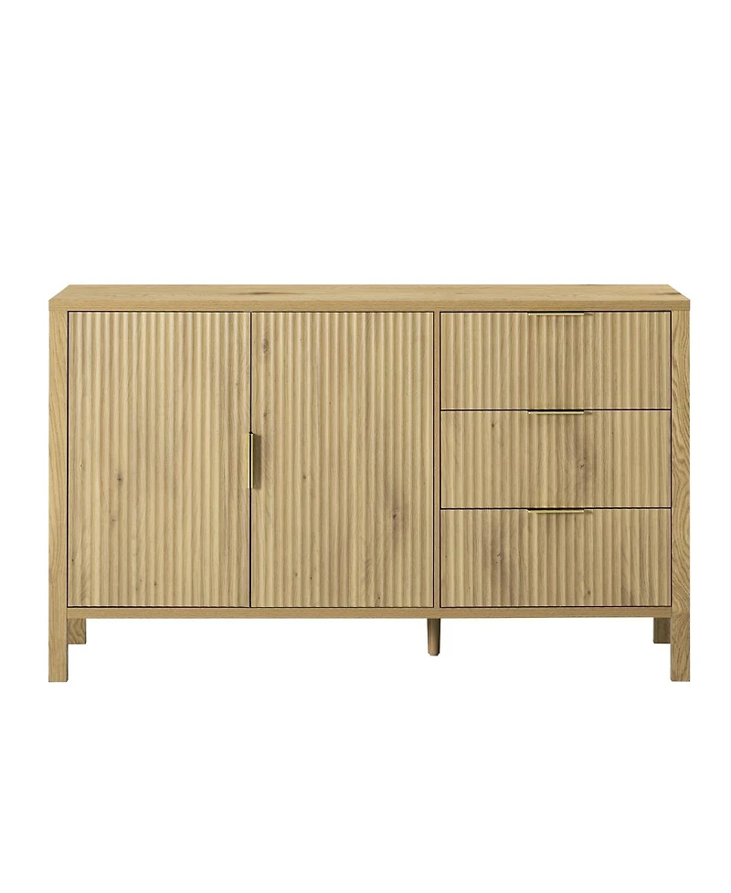 Streamdale Furniture Modern Wave-Pattern Sideboard with 3 Drawers & Hooks