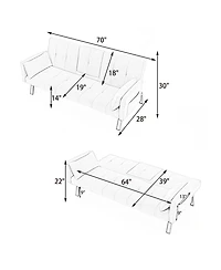 Clihome 70-Inch Multi-Functional Cotton and Linen Sofa Bed, Instantly Switch between Living Room Bedroom