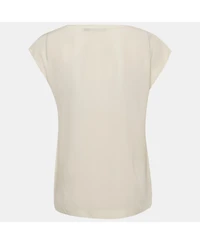 Pre-Owned Dolce & Gabbana Women's Cream Printed Silk Sleeveless Top