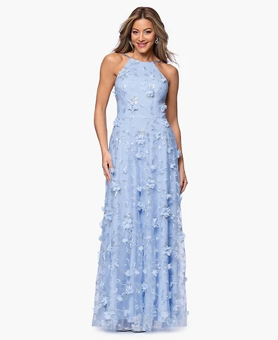 Xscape Petite 3D Embroidery Halter Neck Ball Gown